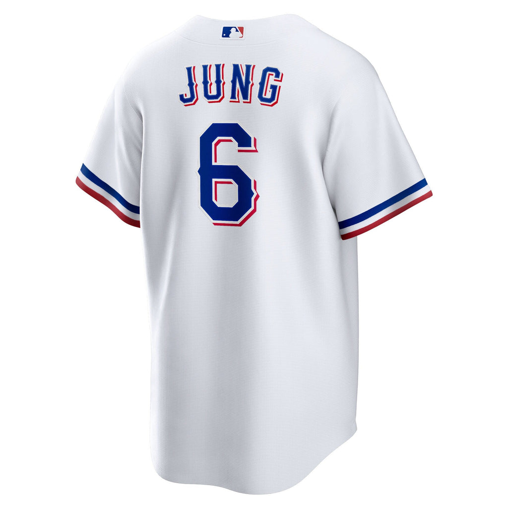 Texas Rangers Josh Jung White Replica Player Jersey product image 4, provided for visual reference and product detail review
