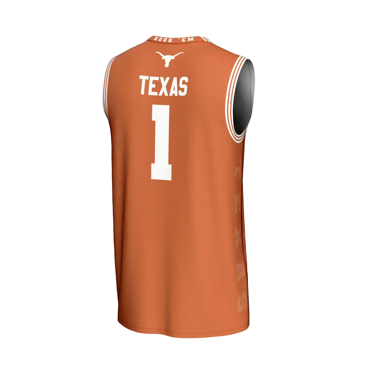 #1 Texas Longhorns Lightweight Icon Print Basketball Jersey - Texas Orange product image 4, provided for visual reference