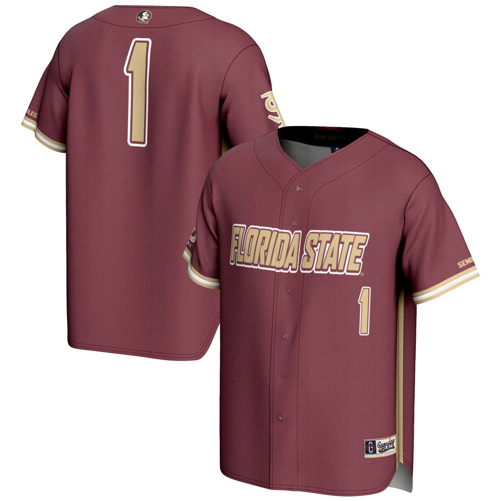 #1 Florida State Seminoles Lightweight Baseball Jersey - Garnet product image 1, provided for visual reference and product