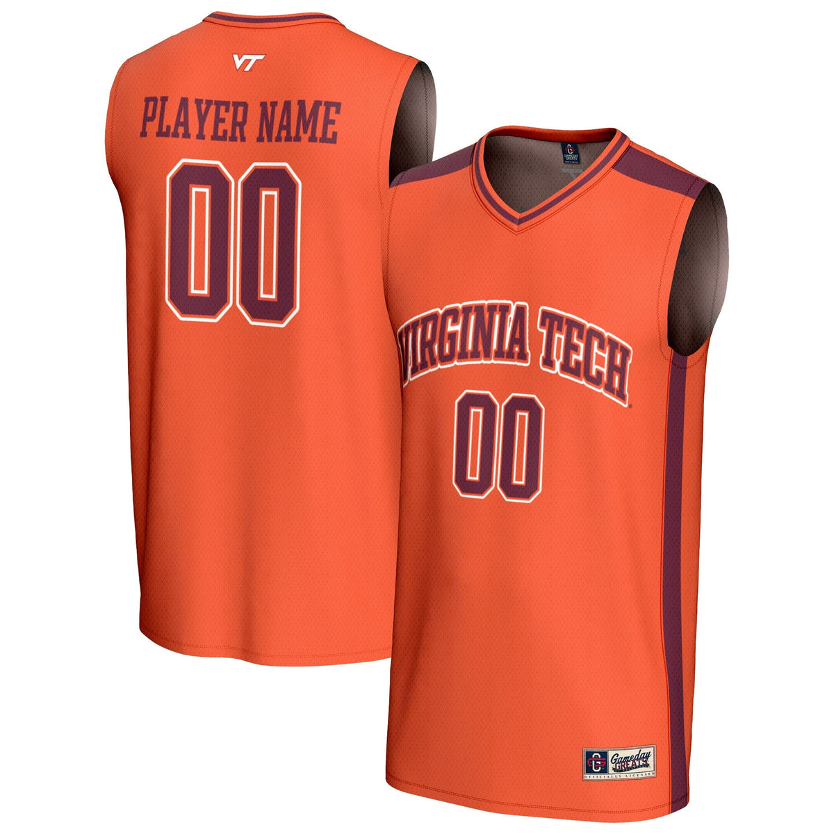 Virginia Tech Hokies NIL Pick-A-Player Lightweight Basketball Fashion Jersey - Orange product image 1, provided for visual