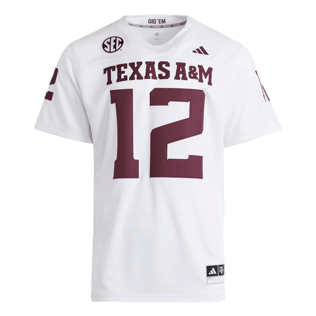 #12 Texas A&M Aggies Premier Jersey - White product image 3, provided for visual reference and product detail review
