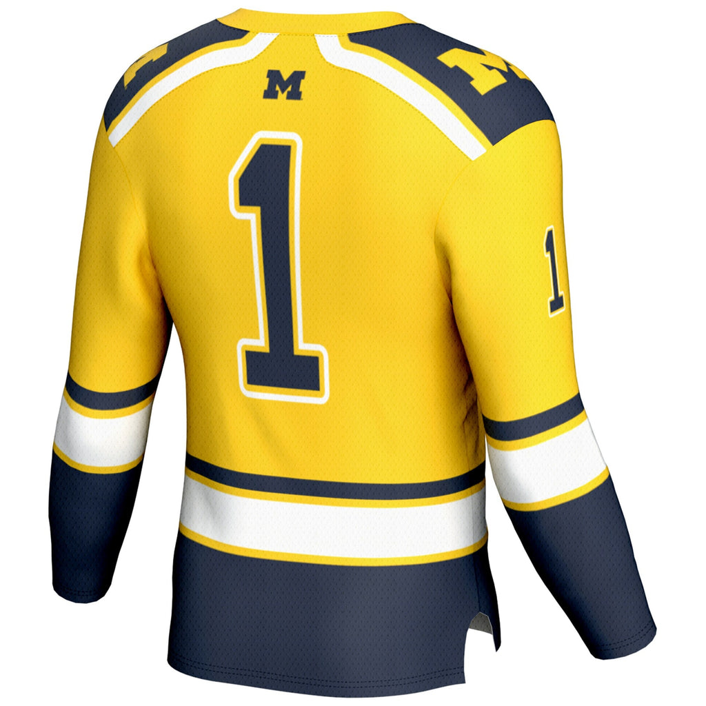 #1 Michigan Wolverines Hockey Jersey - Maize product image 4, provided for visual reference and product detail review