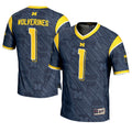 Michigan Wolverines #1 Navy Highlight Print Football Fashion Jersey product image 1, provided for visual reference and