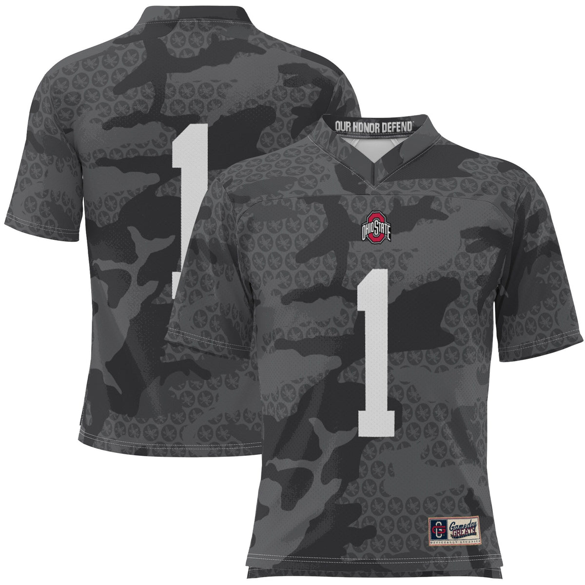 #1 Ohio State Buckeyes Camo Football Jersey - Black product image 2, provided for visual reference and product detail review