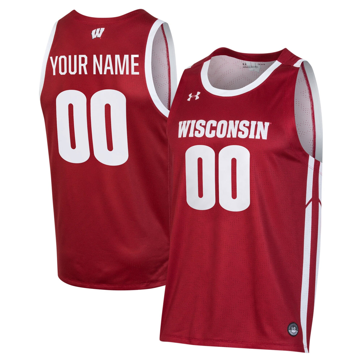 Wisconsin Badgers Custom Alternate Basketball Jersey - Red product image 2, provided for visual reference and product detail