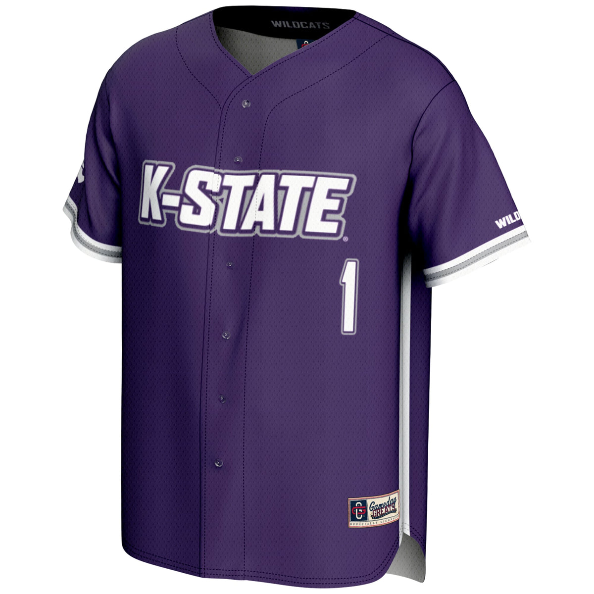 #1 Kansas State Wildcats Lightweight Baseball Jersey - Purple product image 3, provided for visual reference and product