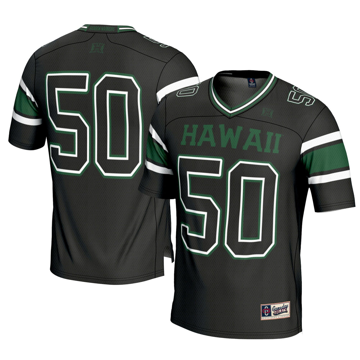 #1 Hawaii Rainbow Warriors Football Jersey - Black product image 2, provided for visual reference and product detail review