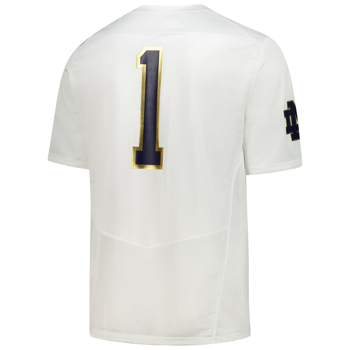 Notre Dame Fighting Irish #1 Replica Football Jersey - White product image 4, provided for visual reference and product