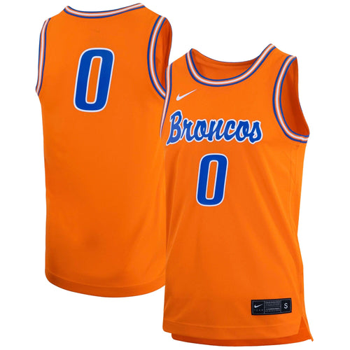 #0 Boise State Broncos Retro Replica Basketball Jersey - Orange product image 2, provided for visual reference and product