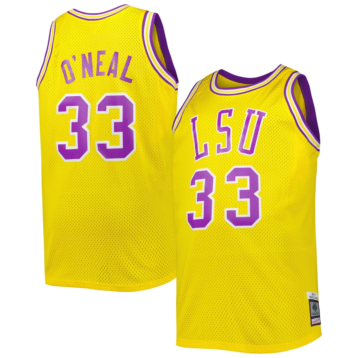 Shaquille O'Neal LSU Tigers 1990/91 Big & Tall Swingman Jersey - Gold product image 2, provided for visual reference and