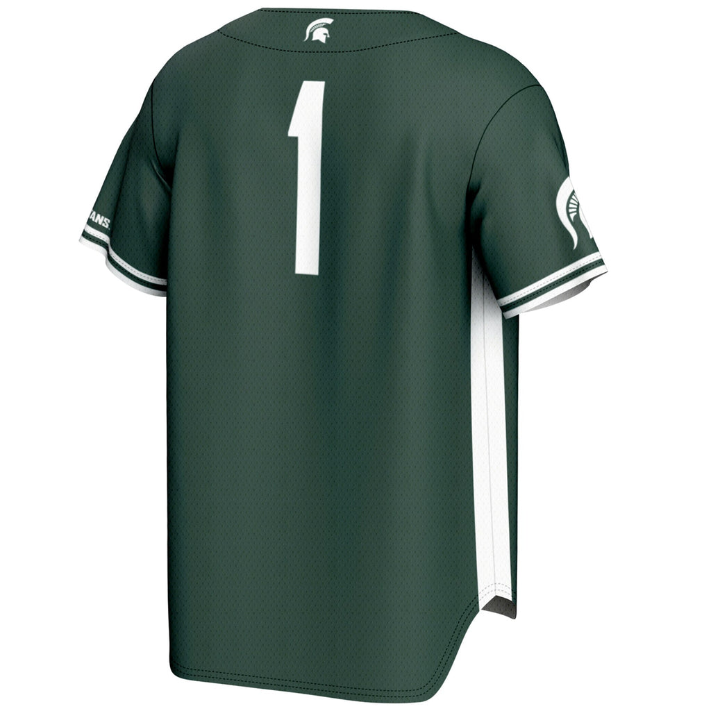 #1 Michigan State Spartans Lightweight Baseball Jersey - Green product image 4, provided for visual reference and product