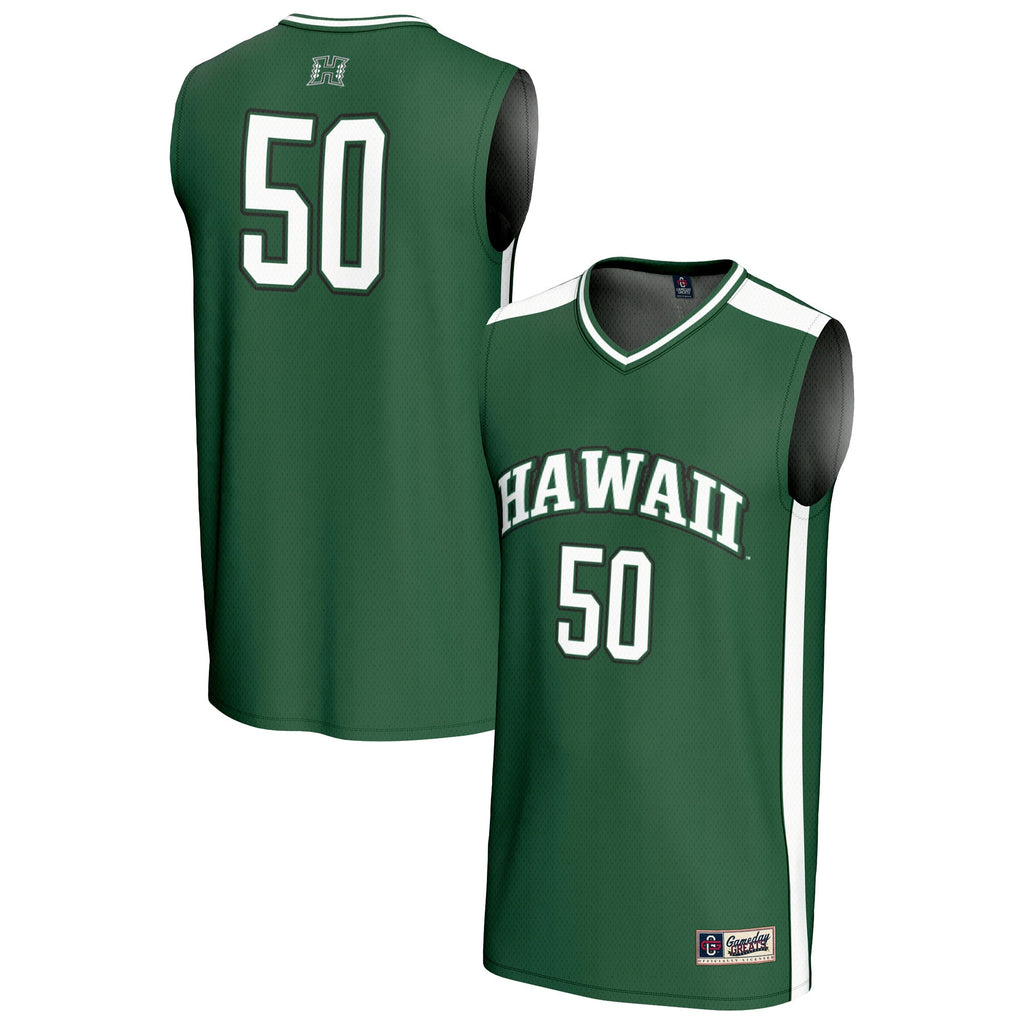 #50 Hawaii Rainbow Warriors Lightweight Collegiate Basketball Fashion Jersey - Green product image 2, provided for visual