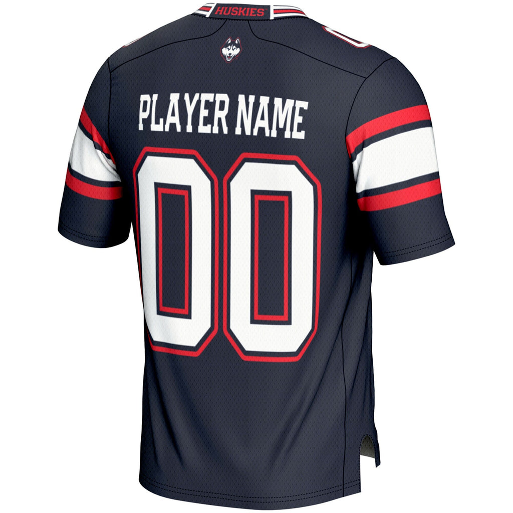 UConn Huskies NIL Pick-A-Player Football Jersey - Navy product image 4, provided for visual reference and product detail