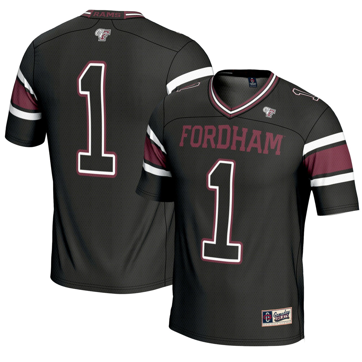 #1 Fordham Rams Endzone Football Jersey - Black product image 1, provided for visual reference and product detail review