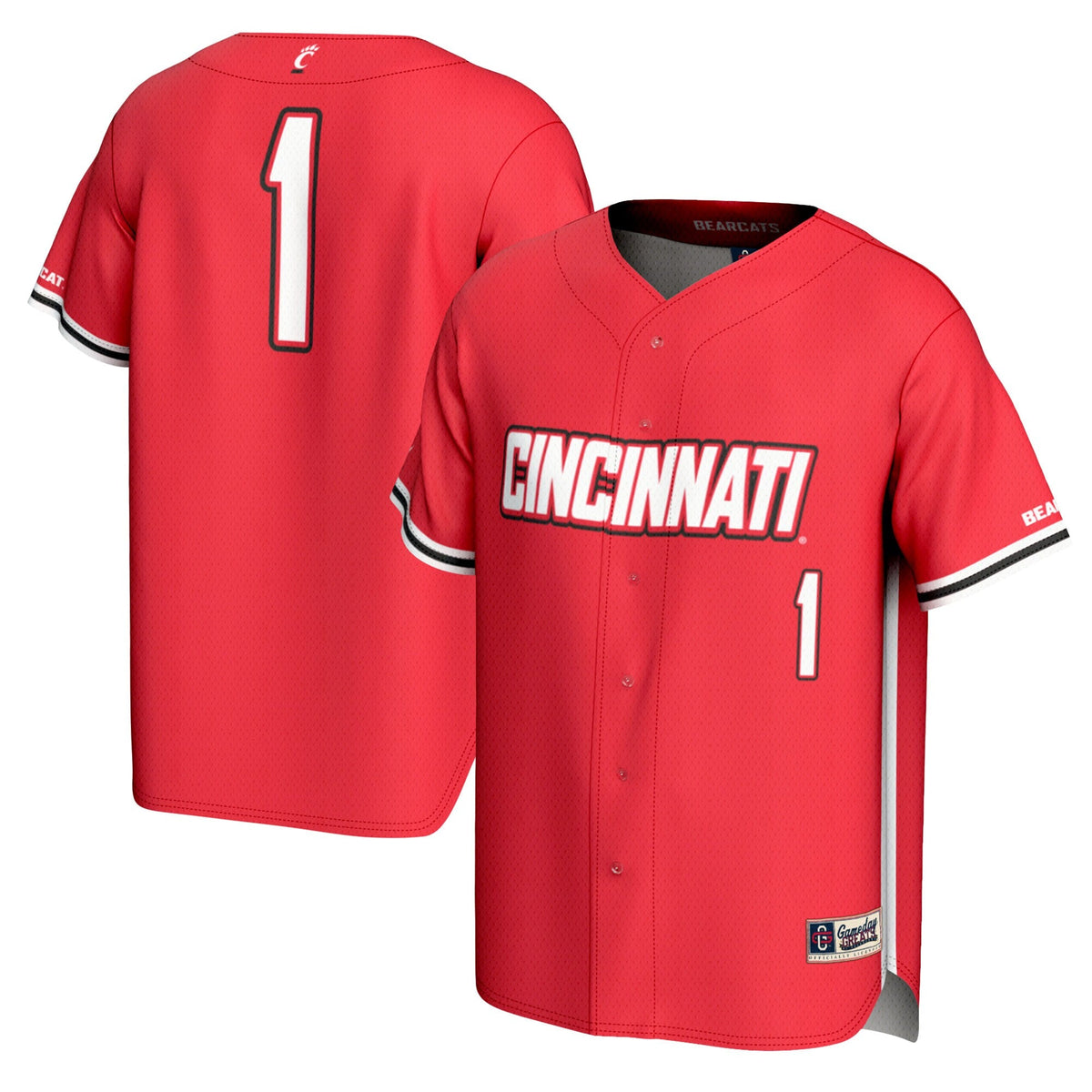 #1 Cincinnati Bearcats Lightweight Baseball Fashion Jersey - Red product image 2, provided for visual reference and product