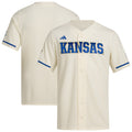 Kansas Jayhawks Replica Baseball Jersey - Cream product image 1, provided for visual reference and product detail review