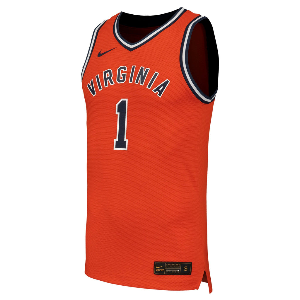 #1 Virginia Cavaliers Throwback Replica Basketball Jersey - Orange product image 3, provided for visual reference and