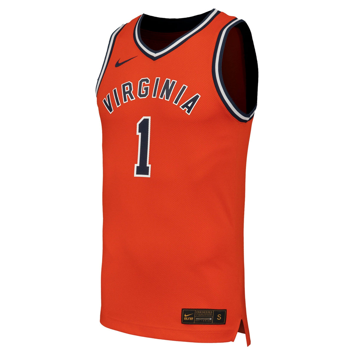 #1 Virginia Cavaliers Throwback Replica Basketball Jersey - Orange product image 3, provided for visual reference and