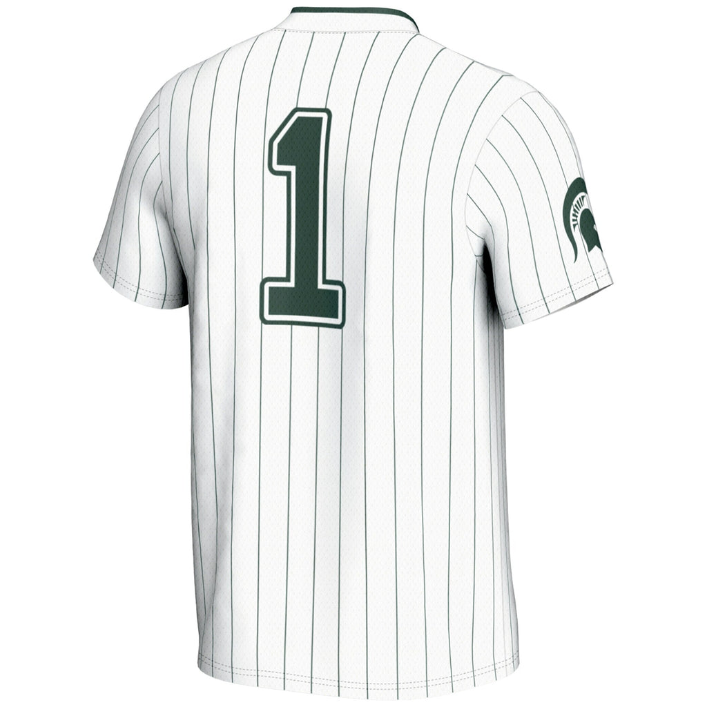 #1 Michigan State Spartans Lightweight Softball Jersey - White product image 4, provided for visual reference and product