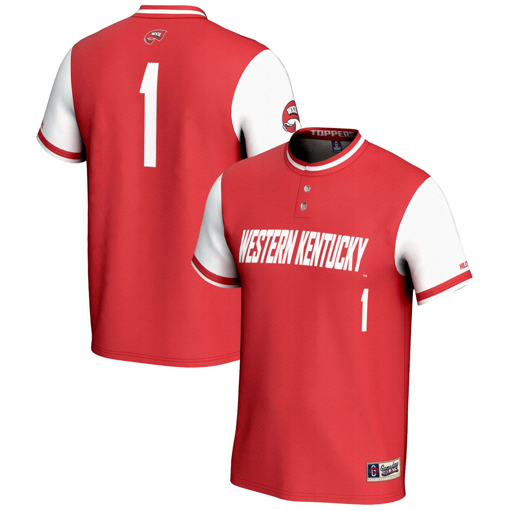 #1 Western Kentucky Hilltoppers Lightweight Softball Jersey - Red product image 2, provided for visual reference and product
