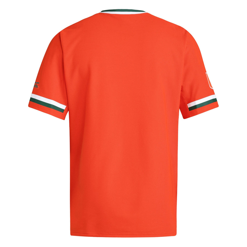Miami Hurricanes V-Neck Baseball Jersey - Orange product image 4, provided for visual reference and product detail review