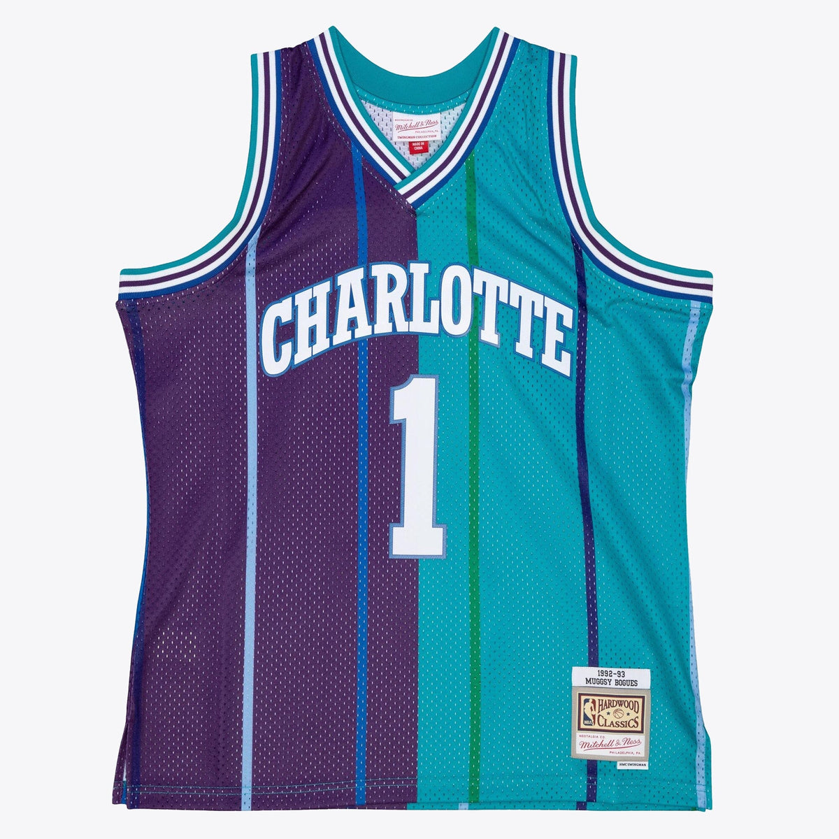 Charlotte Hornets Muggsy Bogues 1994 Split Swingman Jersey product image 3, provided for visual reference and product detail