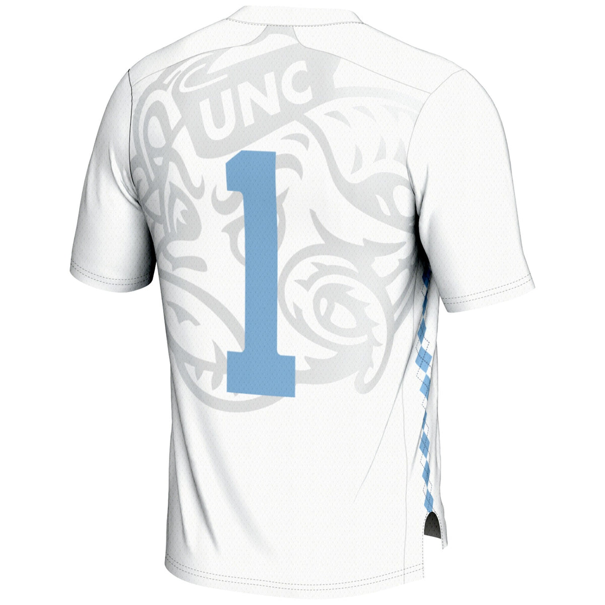 #1 North Carolina Tar Heels Lightweight Lacrosse Jersey - White product image 4, provided for visual reference and product