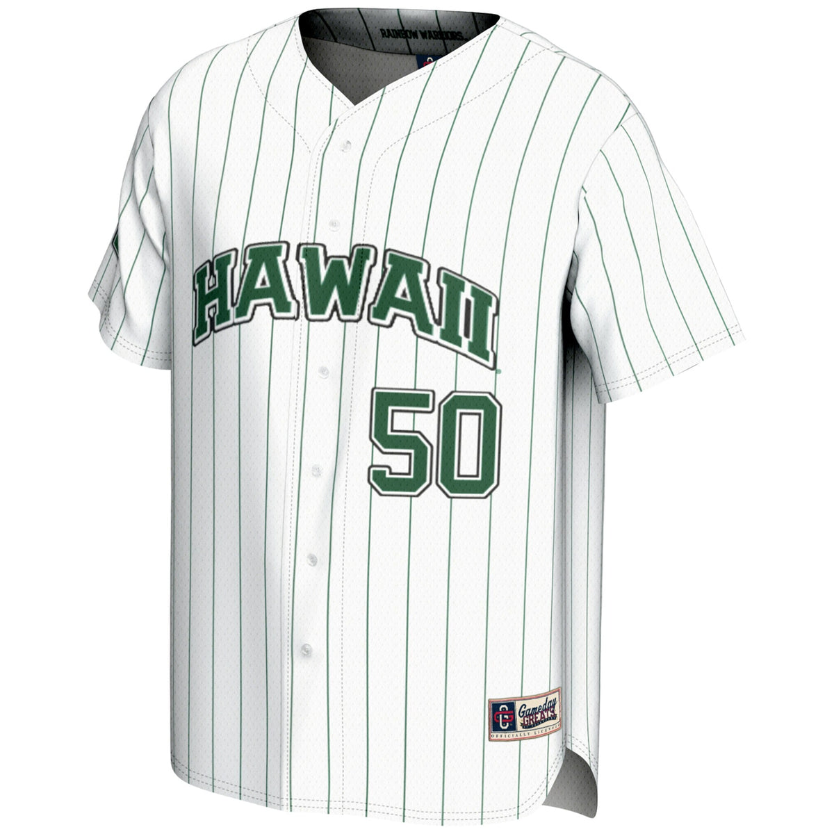 #1 Hawaii Rainbow Warriors Lightweight Baseball Jersey - White product image 3, provided for visual reference and product