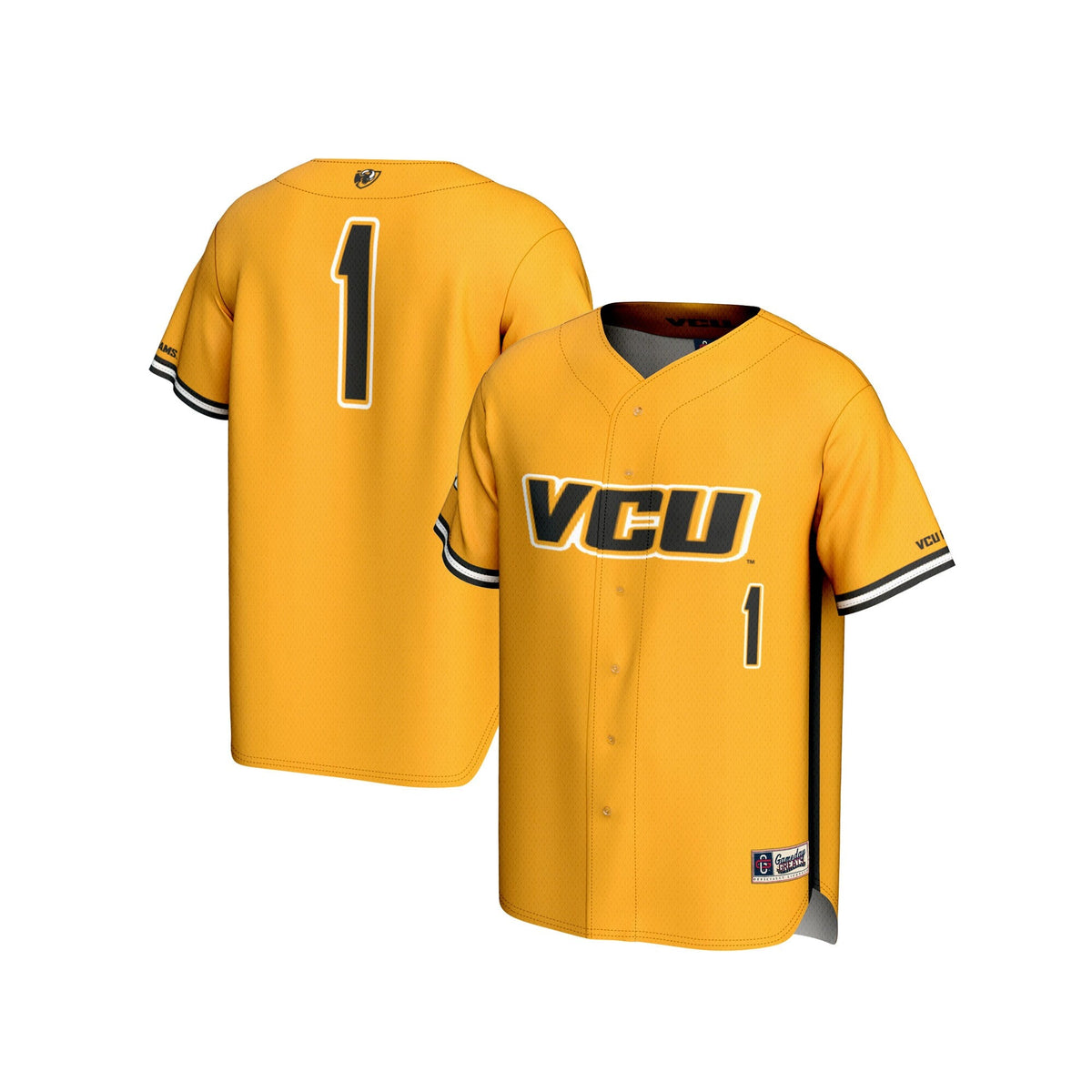 #1 VCU Rams Lightweight Baseball Fashion Jersey - Gold product image 1, provided for visual reference and product detail