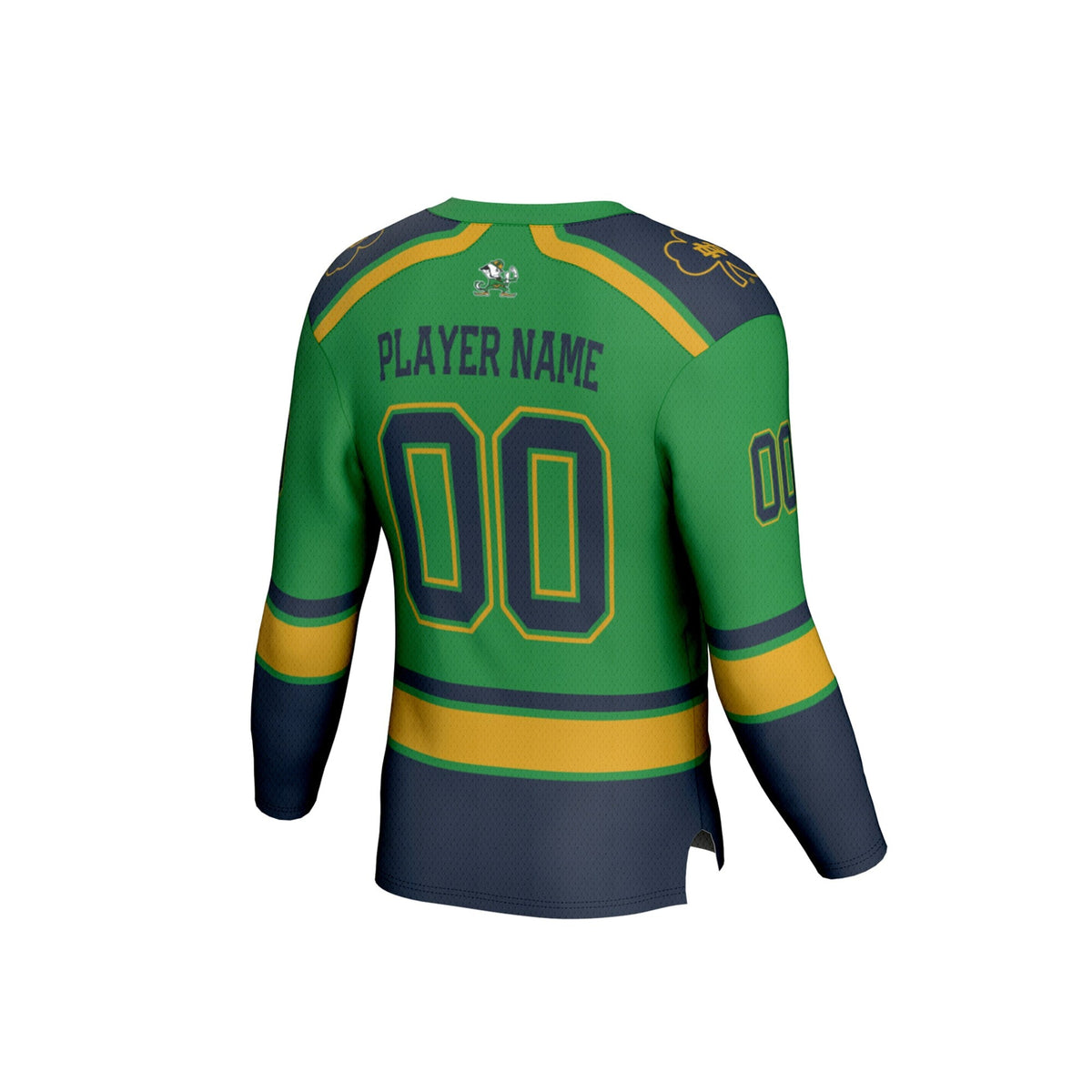 Notre Dame Fighting Irish Lightweight Hockey NIL Pick-a-Player Fashion Jersey - Green product image 4, provided for visual