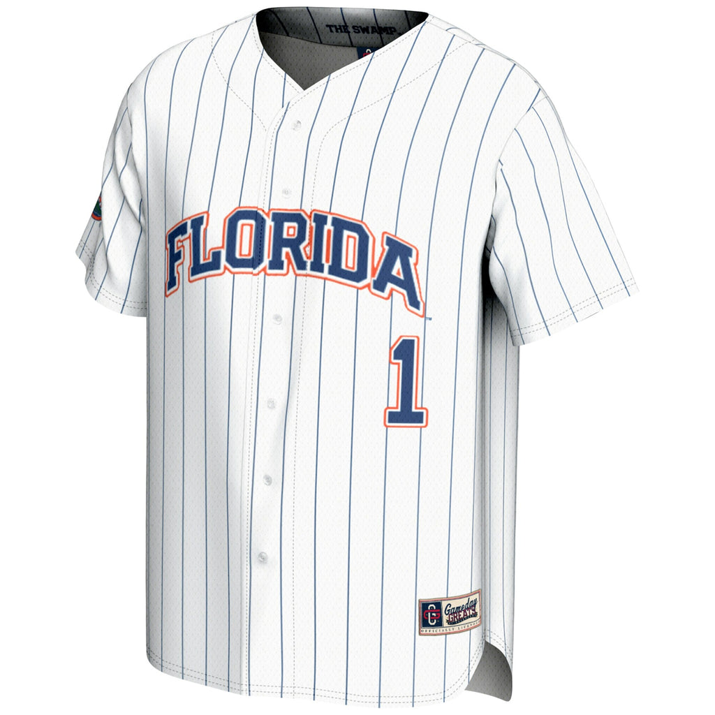 #1 Florida Gators Lightweight Baseball Jersey - White product image 3, provided for visual reference and product detail