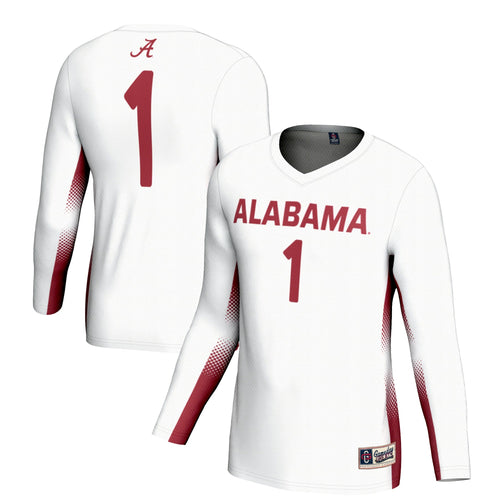#1 Alabama Crimson Tide Lightweight Volleyball Jersey – White product image 2, provided for visual reference and product
