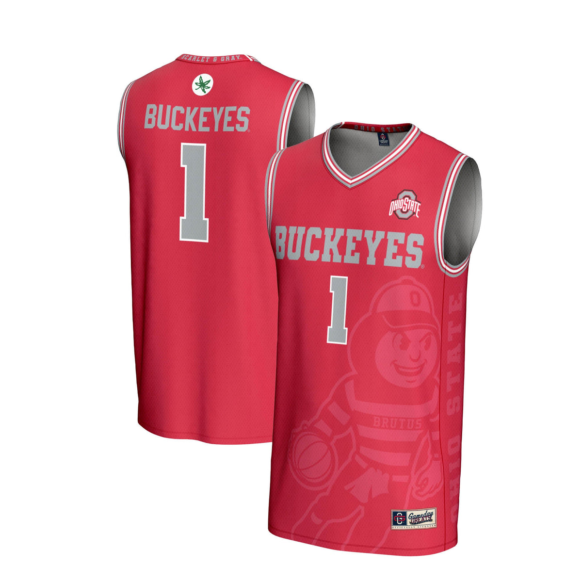 #1 Ohio State Buckeyes Lightweight Icon Print Basketball Jersey - Scarlet product image 2, provided for visual reference and