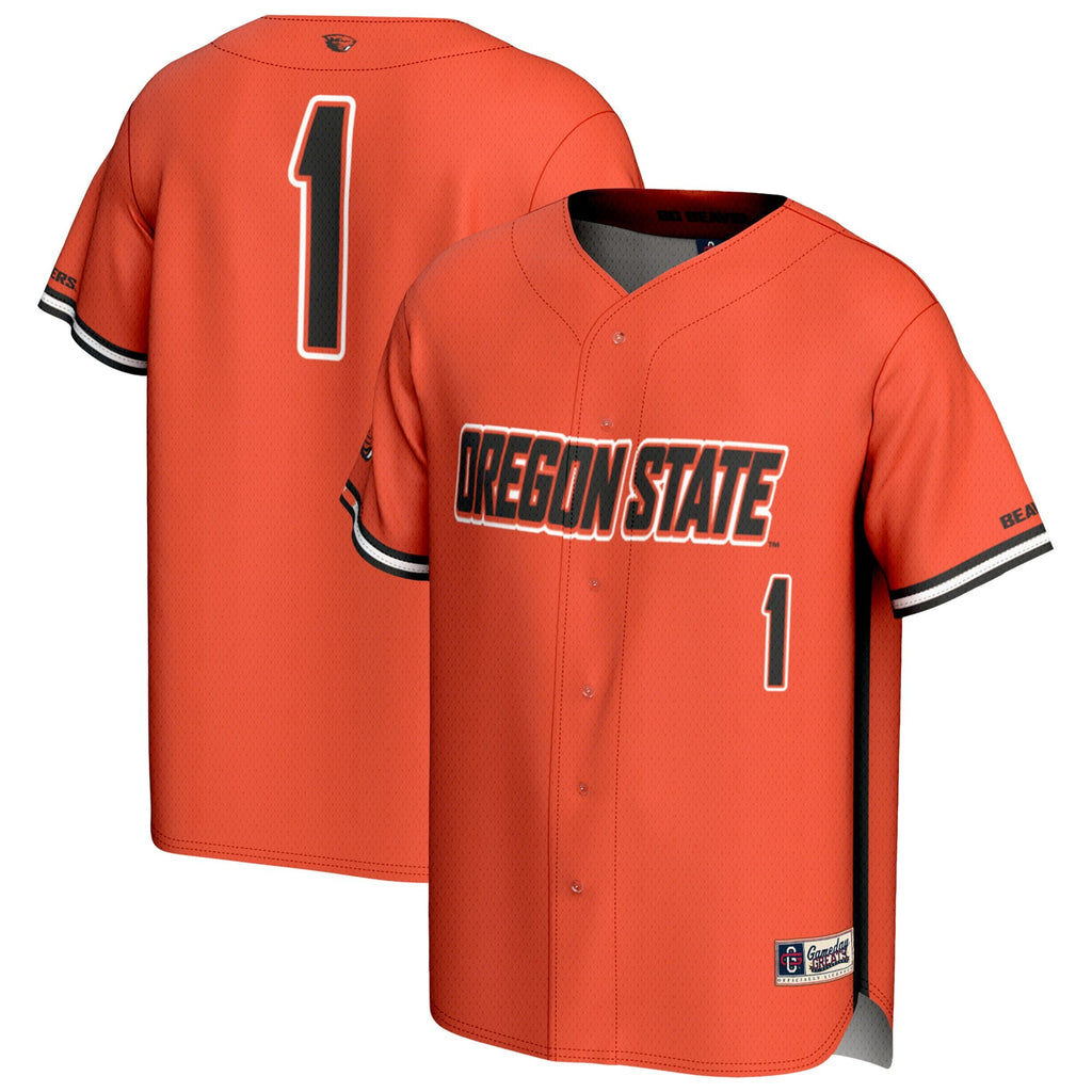 #1 Oregon State Beavers Lightweight Baseball Fashion Jersey - Orange product image 1, provided for visual reference and