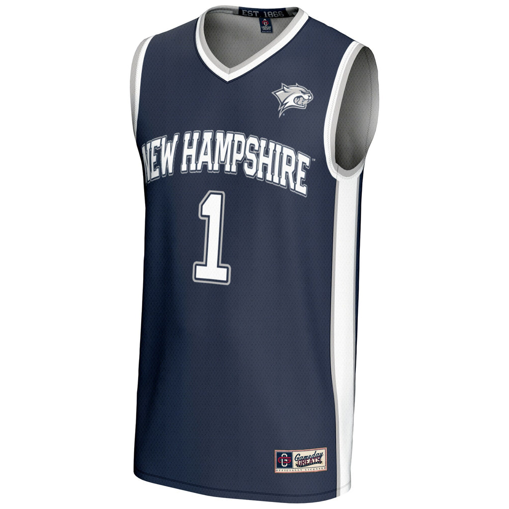 #1 New Hampshire Wildcats Lightweight Basketball Jersey - Blue product image 3, provided for visual reference and product