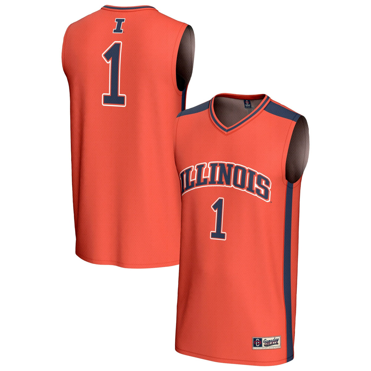 #1 Illinois Fighting Illini Lightweight Collegiate Basketball Fashion Jersey - Orange product image 1, provided for visual