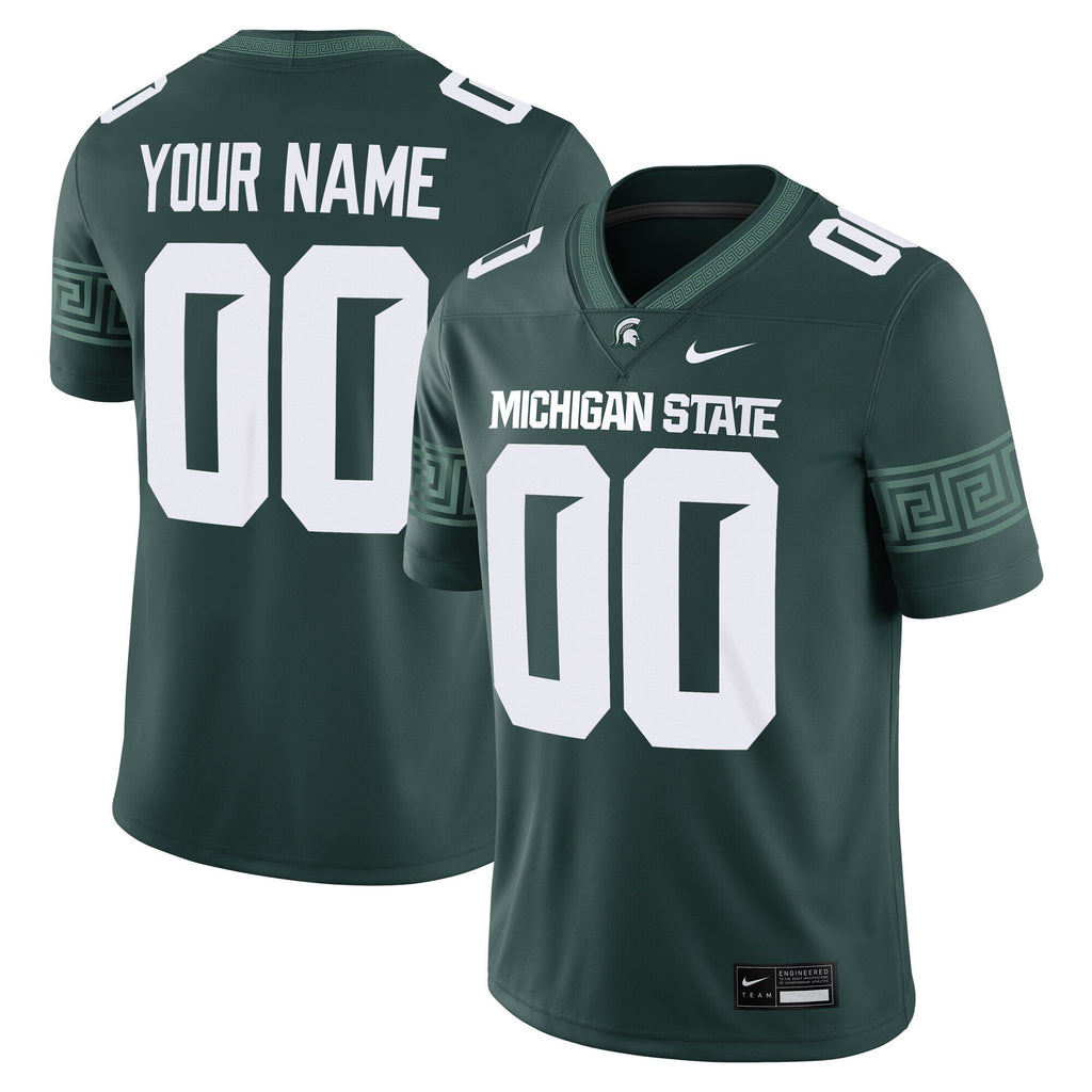 Michigan State Spartans Custom Football Game Jersey - Green product image 2, provided for visual reference and product