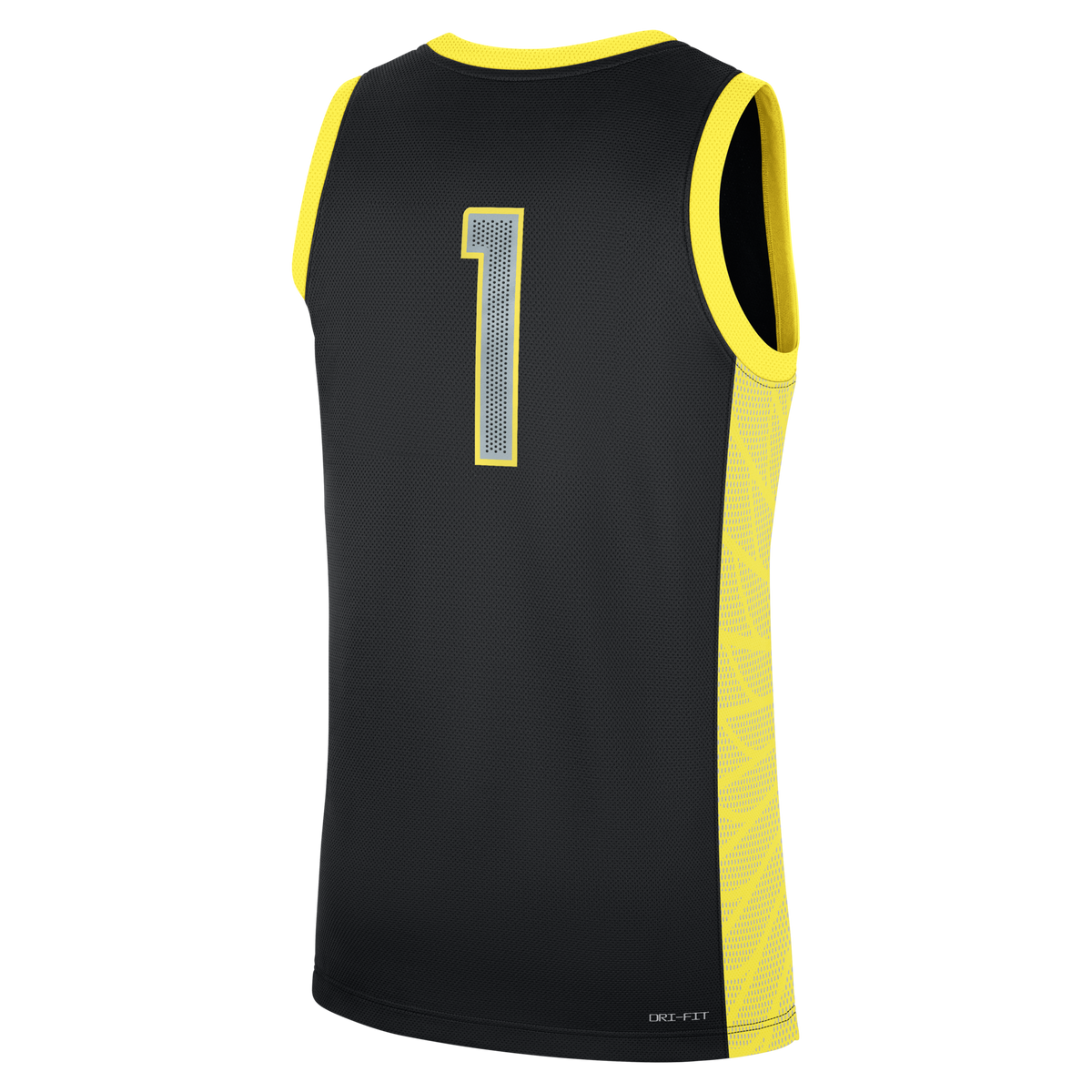 Black Oregon Ducks #1 Alternate Replica Basketball Jersey product image 4, provided for visual reference and product detail
