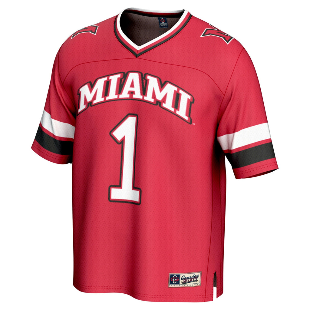 #1 Miami University RedHawks Lightweight Collegiate Football Fashion Jersey - Red product image 3, provided for visual