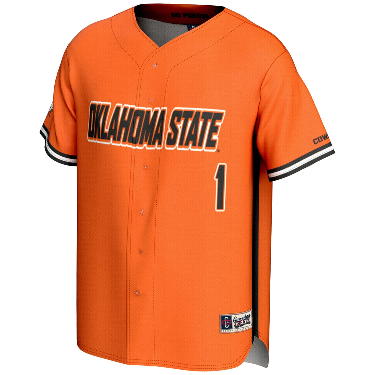 #1 Oklahoma State Cowboys Lightweight Baseball Fashion Jersey - Orange product image 3, provided for visual reference and