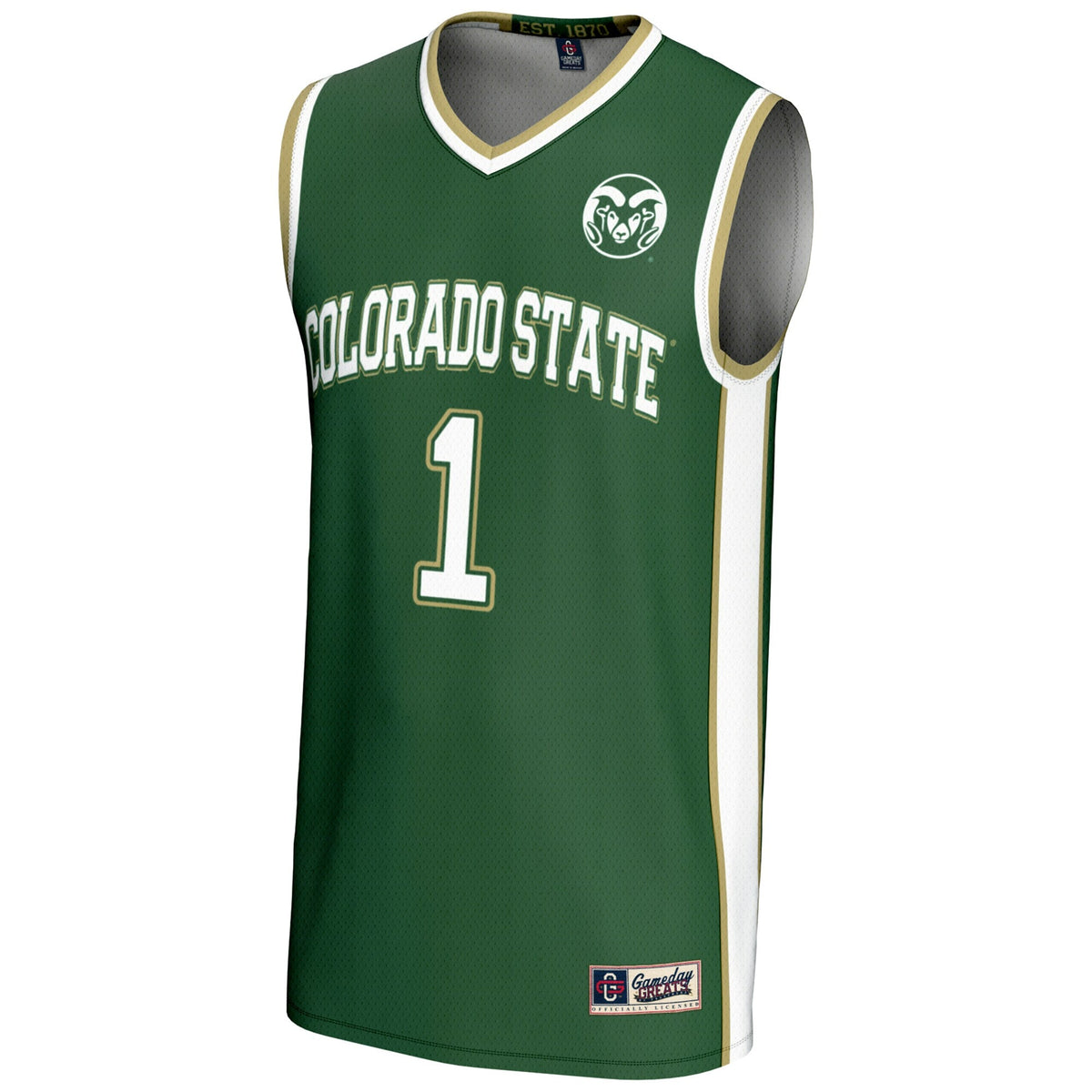 #1 Colorado State Rams Lightweight Basketball Jersey - Green product image 3, provided for visual reference and product