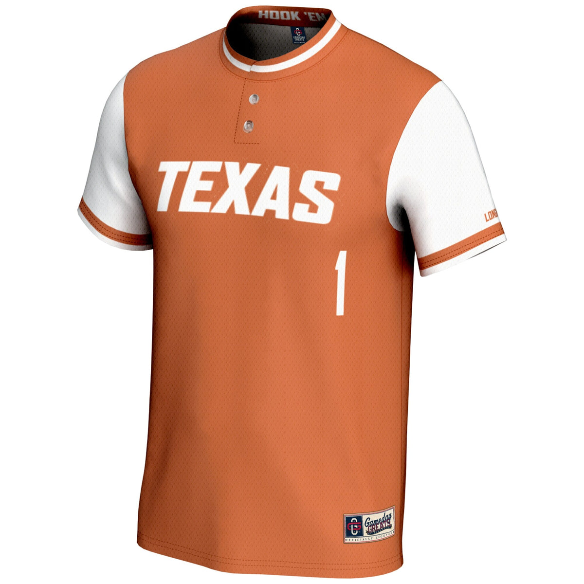 #1 Texas Longhorns Lightweight Softball Jersey - Burnt Orange product image 3, provided for visual reference and product