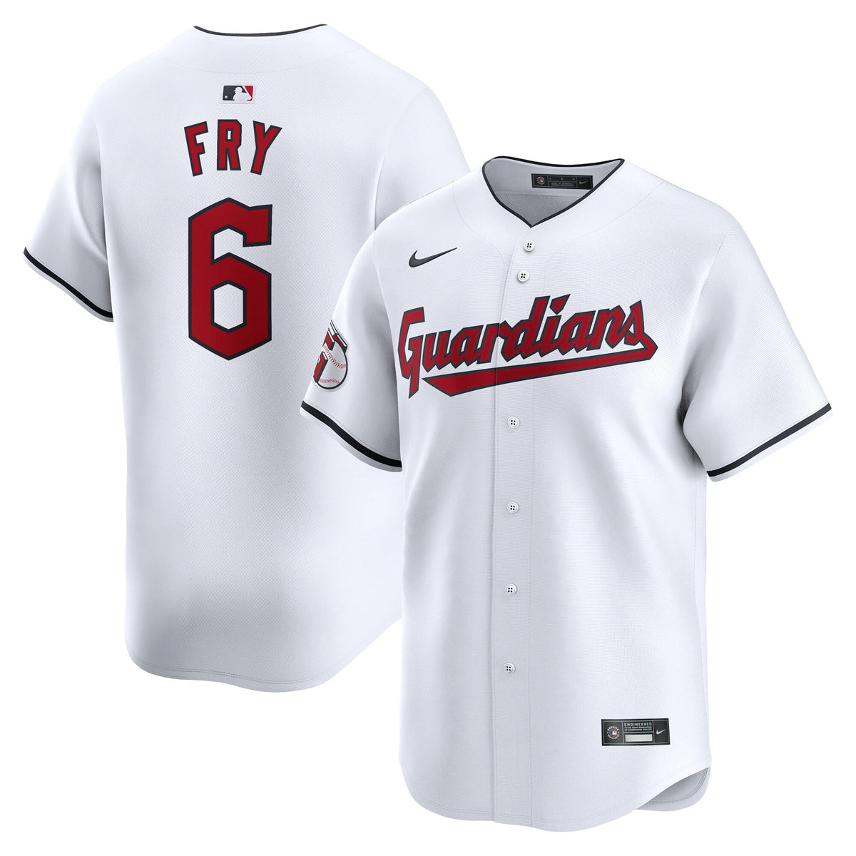 Cleveland Guardians David Fry White Home Limited Player Jersey product image 2, provided for visual reference and product