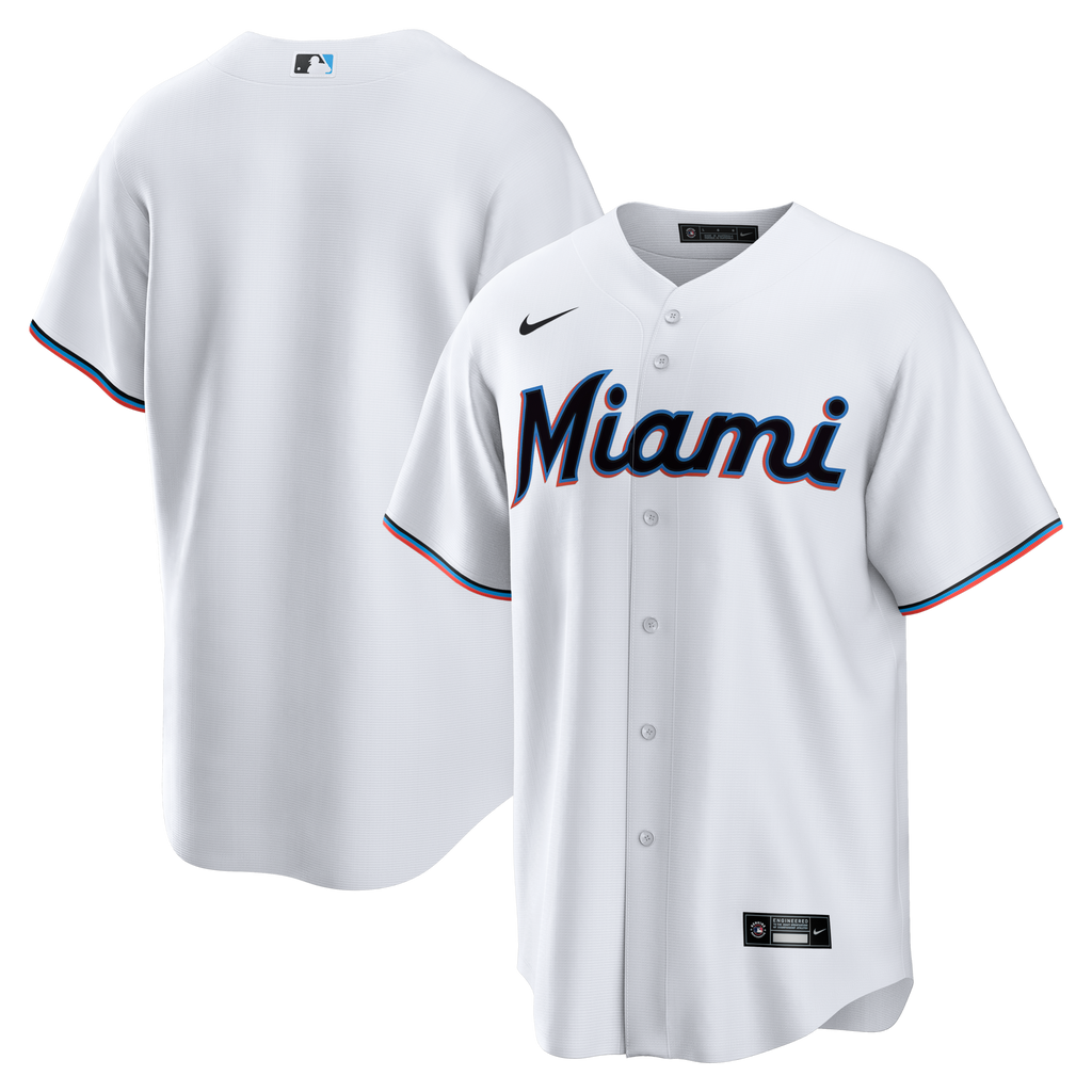 Miami Marlins White Home Big & Tall Replica Jersey product image 2, provided for visual reference and product detail review