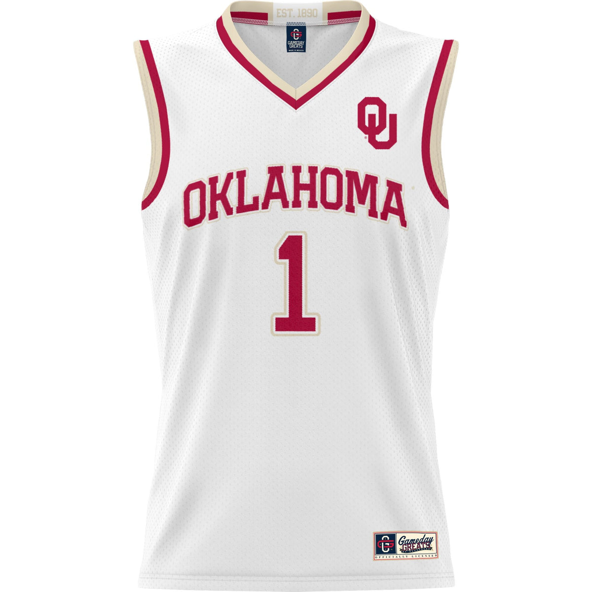 #1 Oklahoma Sooners Lightweight Basketball Jersey - White product image 3, provided for visual reference and product detail