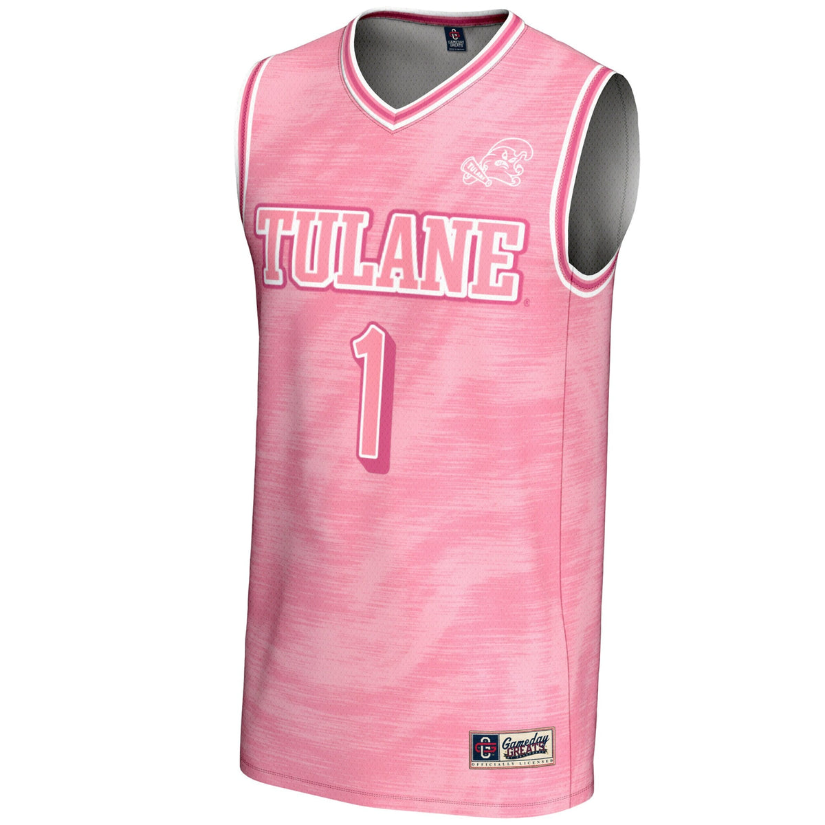 #1 Tulane Green Wave Lightweight Basketball Jersey - Pink product image 3, provided for visual reference and product detail
