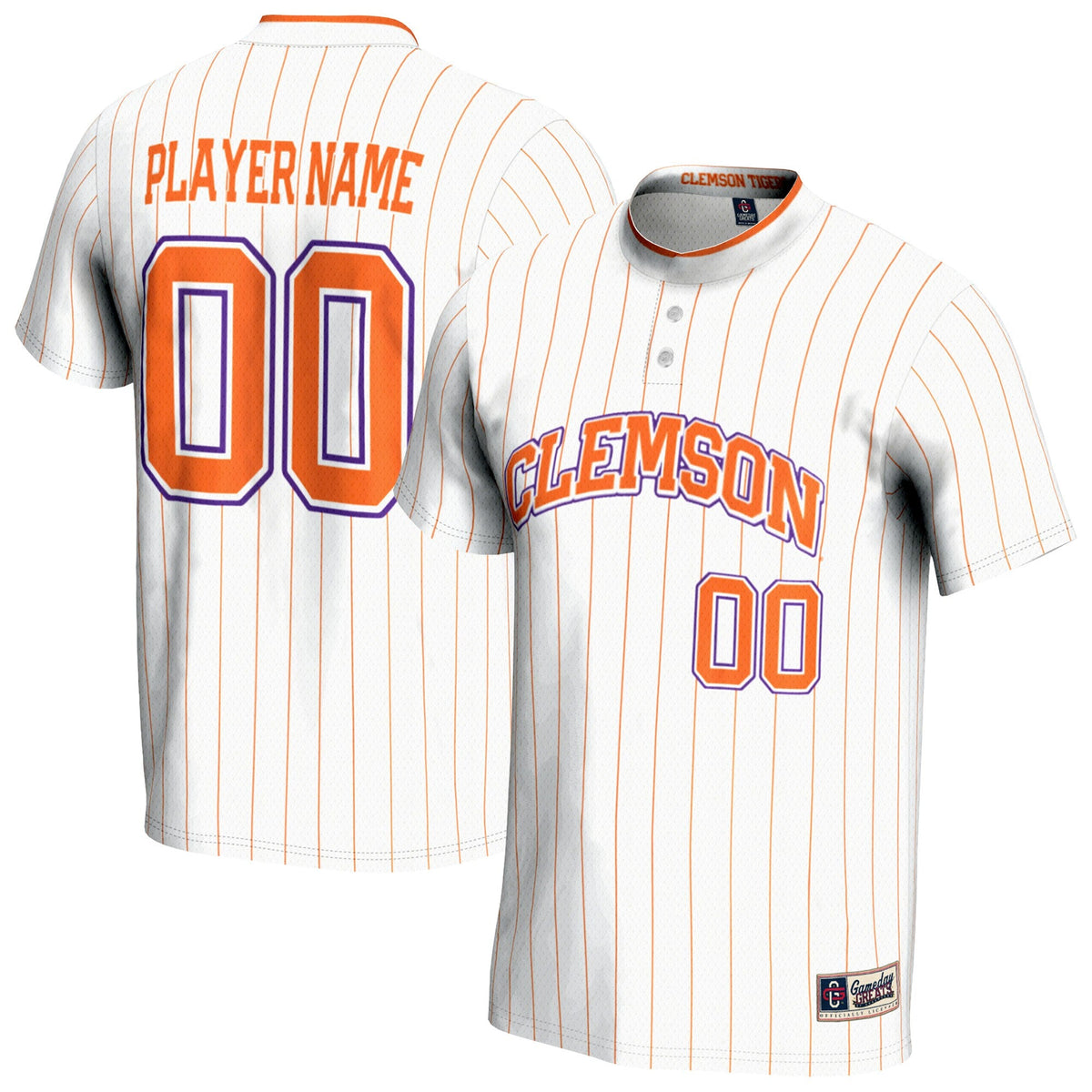 Clemson Tigers NIL Pick-A-Player Lightweight Softball Jersey - White product image 2, provided for visual reference and