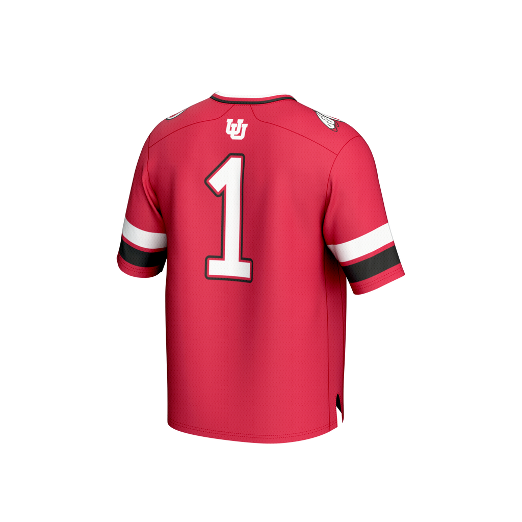 #1 Utah Utes Lightweight Collegiate Football Fashion Jersey - Red product image 4, provided for visual reference and product