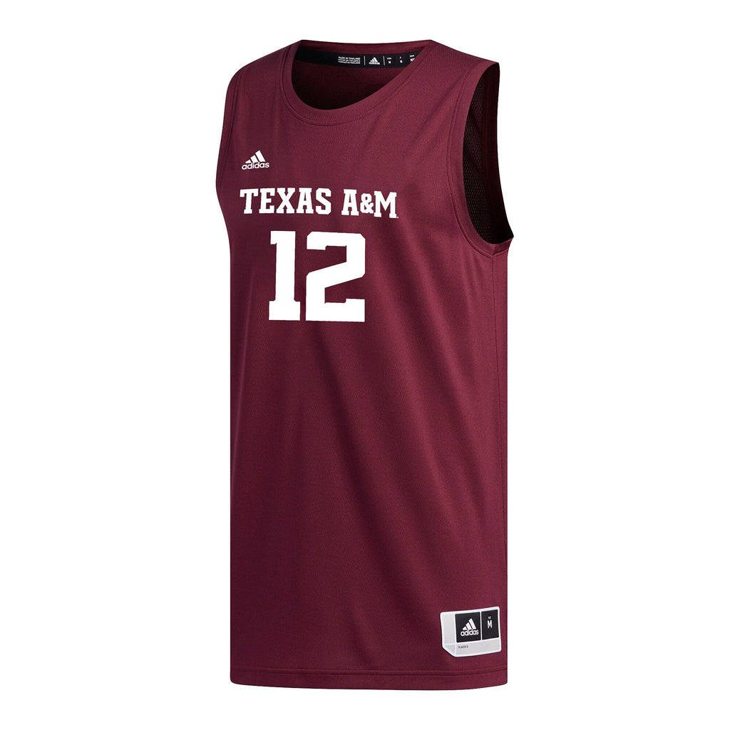 #12 Maroon Texas A&M Aggies Replica Basketball Jersey product image 3, provided for visual reference and product detail