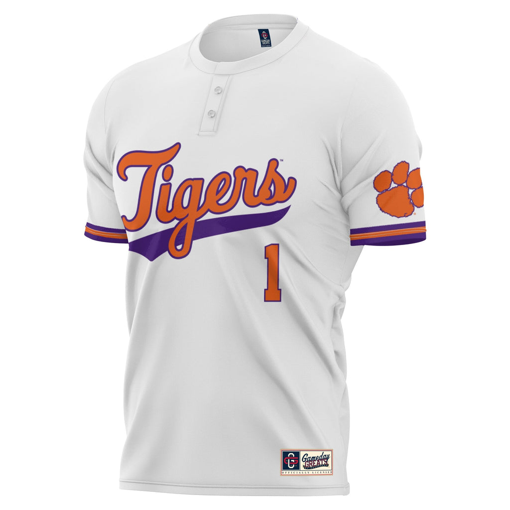 #1 Clemson Tigers Lightweight Softball Jersey - White product image 3, provided for visual reference and product detail